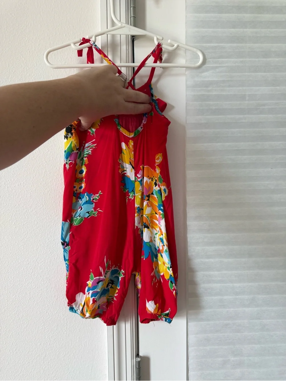 Ralph Lauren Red Floral Tie-Shoulder Romper